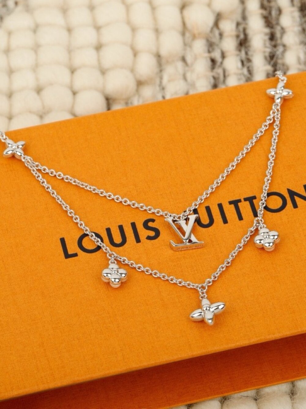 Louis Vuitton Gold-Tone Flowergram Pendant Necklace